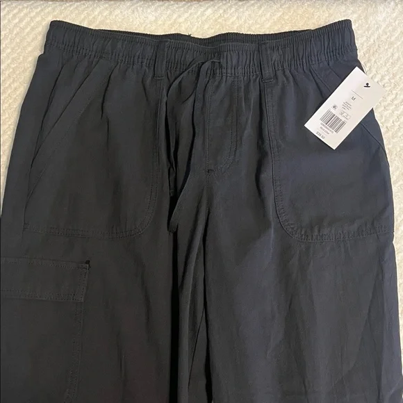 Kim Rogers Pants 100% Cotton Drawstring Waist Black Relaxed Casual Medium NWT - Picture 3 of 11